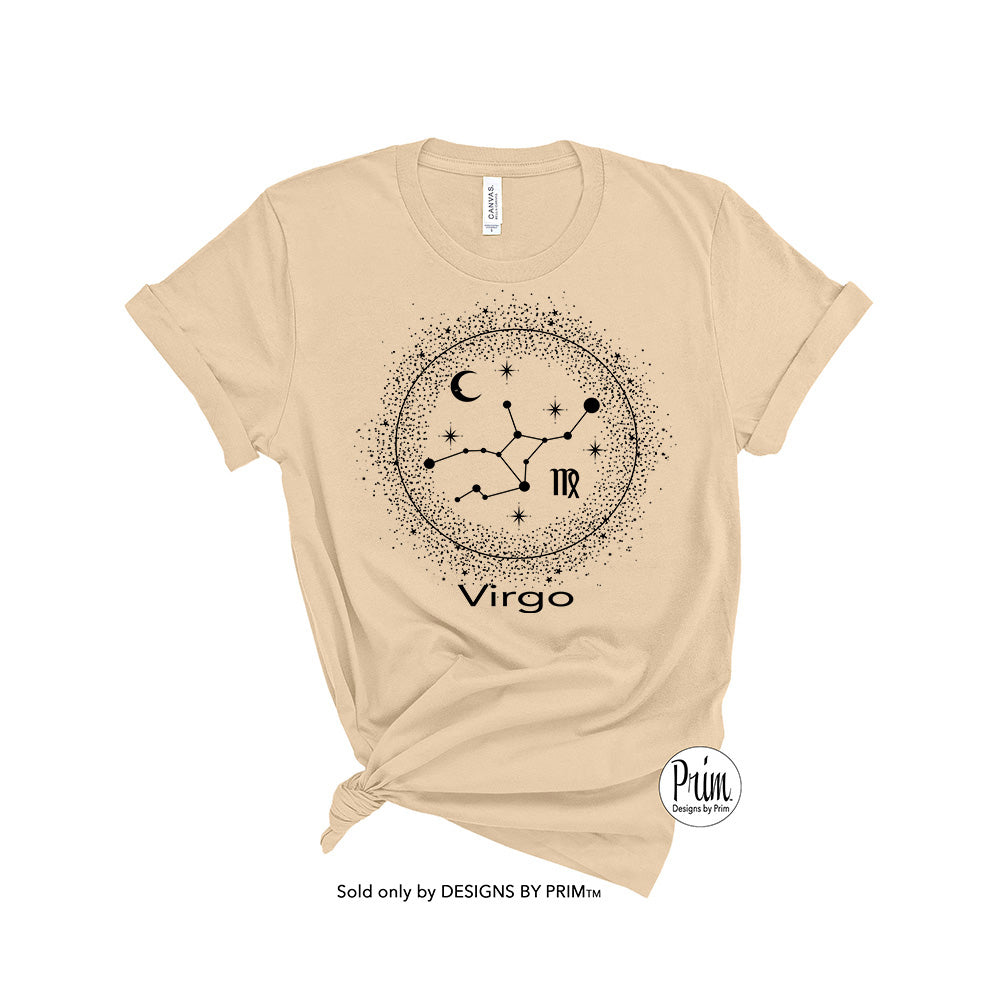 Designs by Prim Virgo Libra Constellation Zodiac Unisex Soft Unisex | Astrology Horoscope 12 Months Birthday Gift Graphic Tee