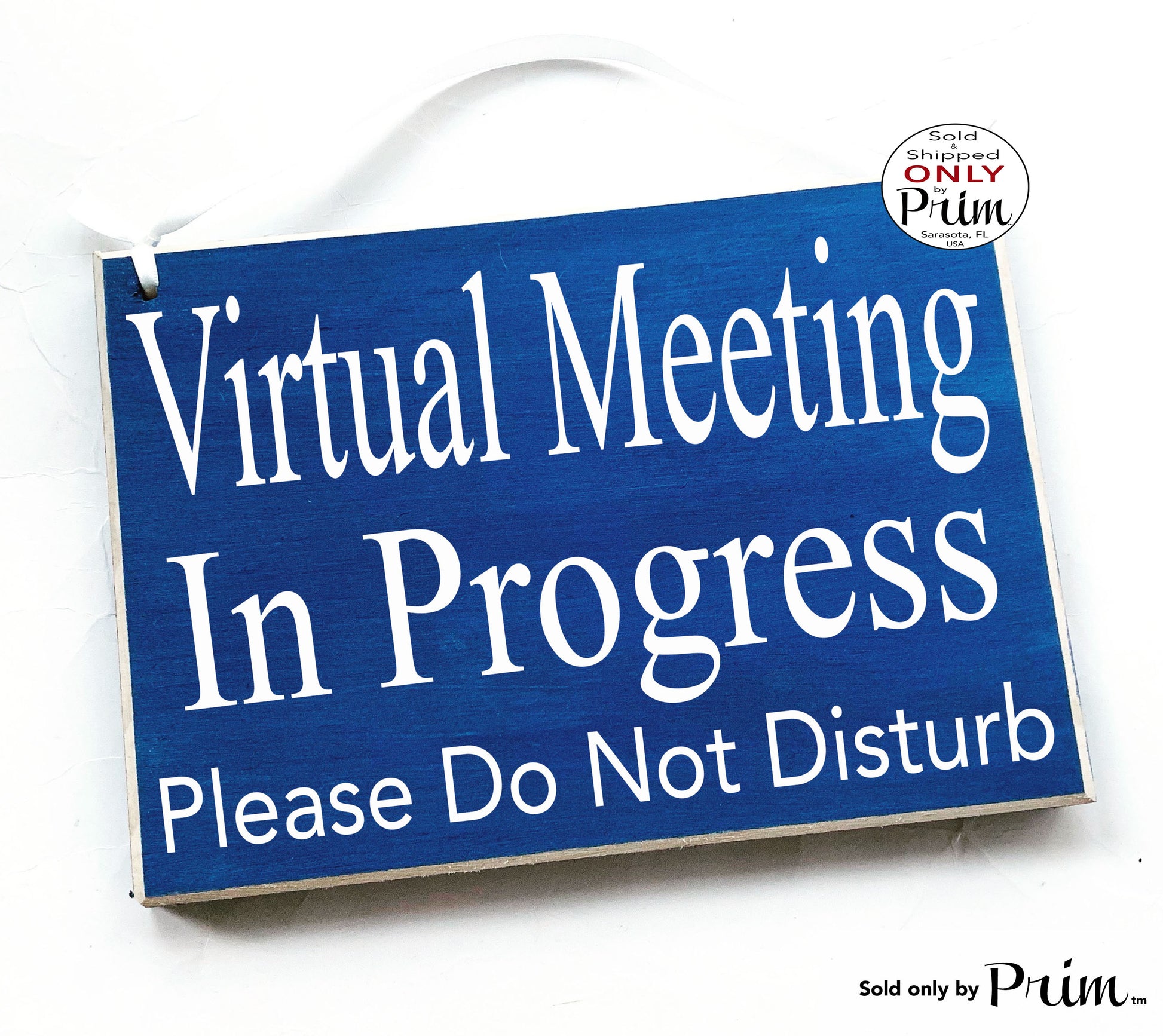 8x6 Virtual Meeting In Progress Please Do Not Disturb Custom Wood Sign | Home Office Working From Home Busy In Session Progress Door Plaque Designs by Prim