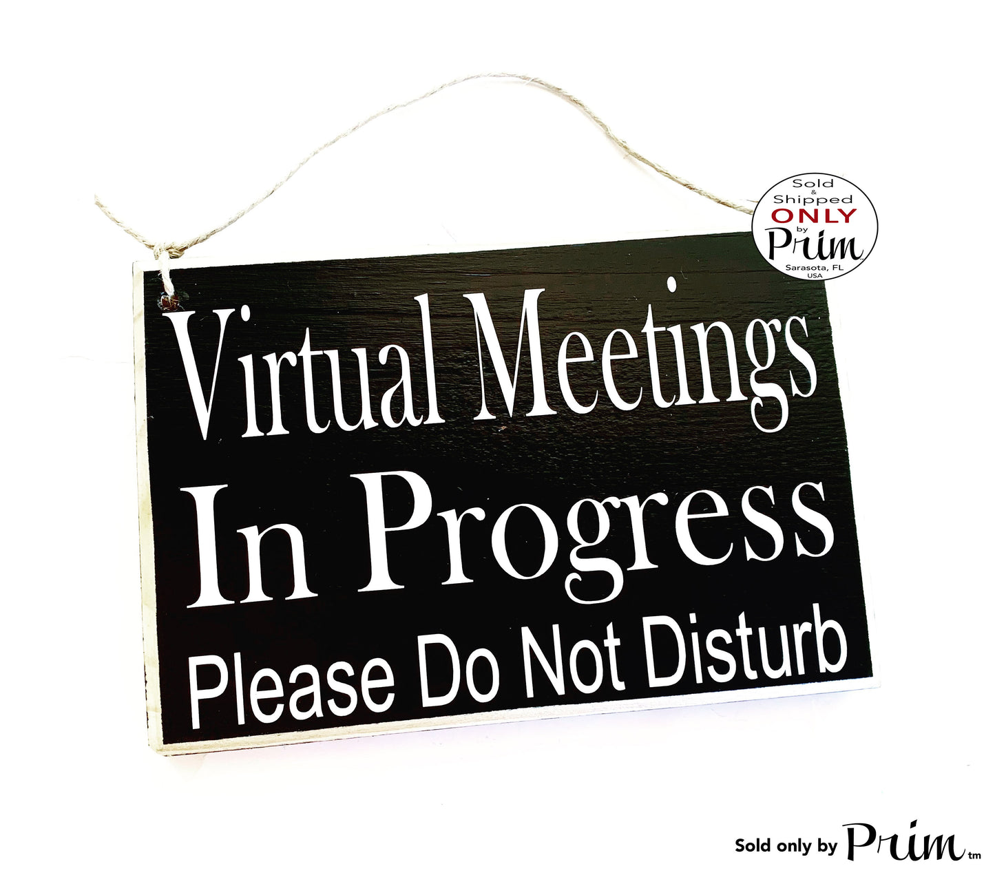 8x6 Virtual Meeting In Progress Please Do Not Disturb Custom Wood Sign | Home Office Working From Home Busy In Session Progress Door Plaque