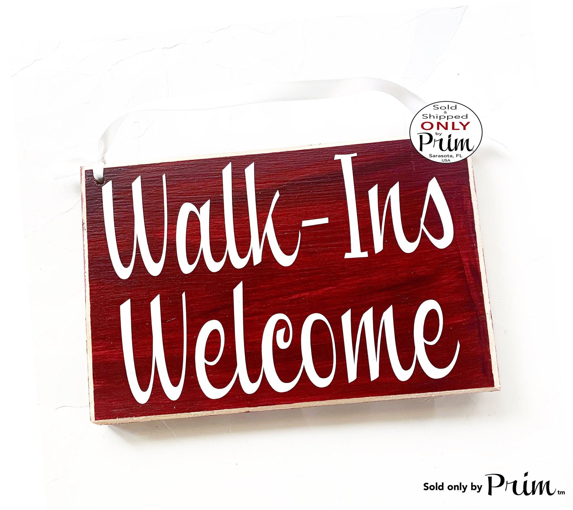 8x6 Walk-Ins Welcome Custom Wood Sign | Office Business Salon Spa Therapy Clinic Massage Facial Welcome Appointment Door Hanger Plaque