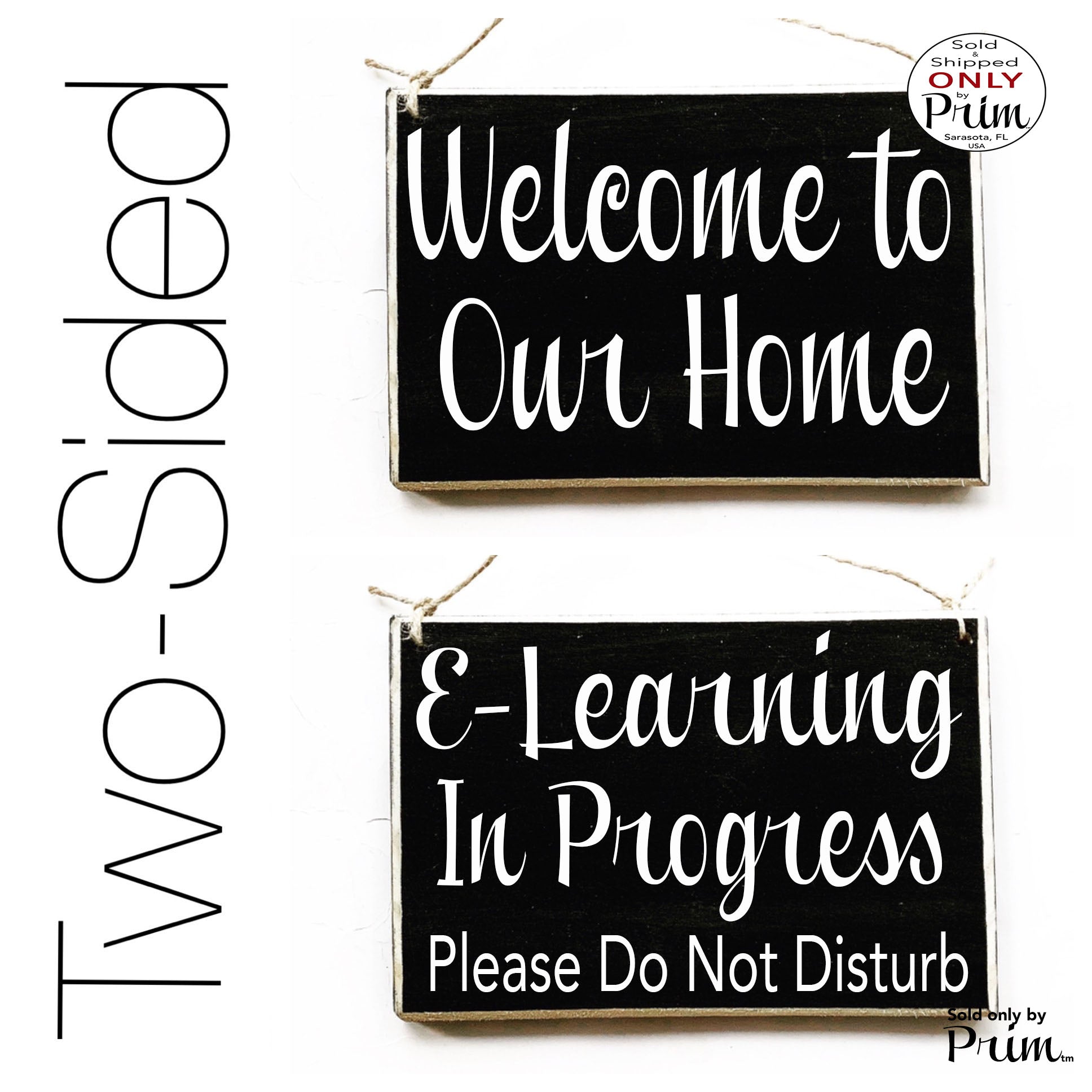 8x6 Welcome to Our Home E-Learning In Progress Please Do Not Disturb Custom Wood Sign Teacher School Students Testing Wall Door Plaque Designs by Prim