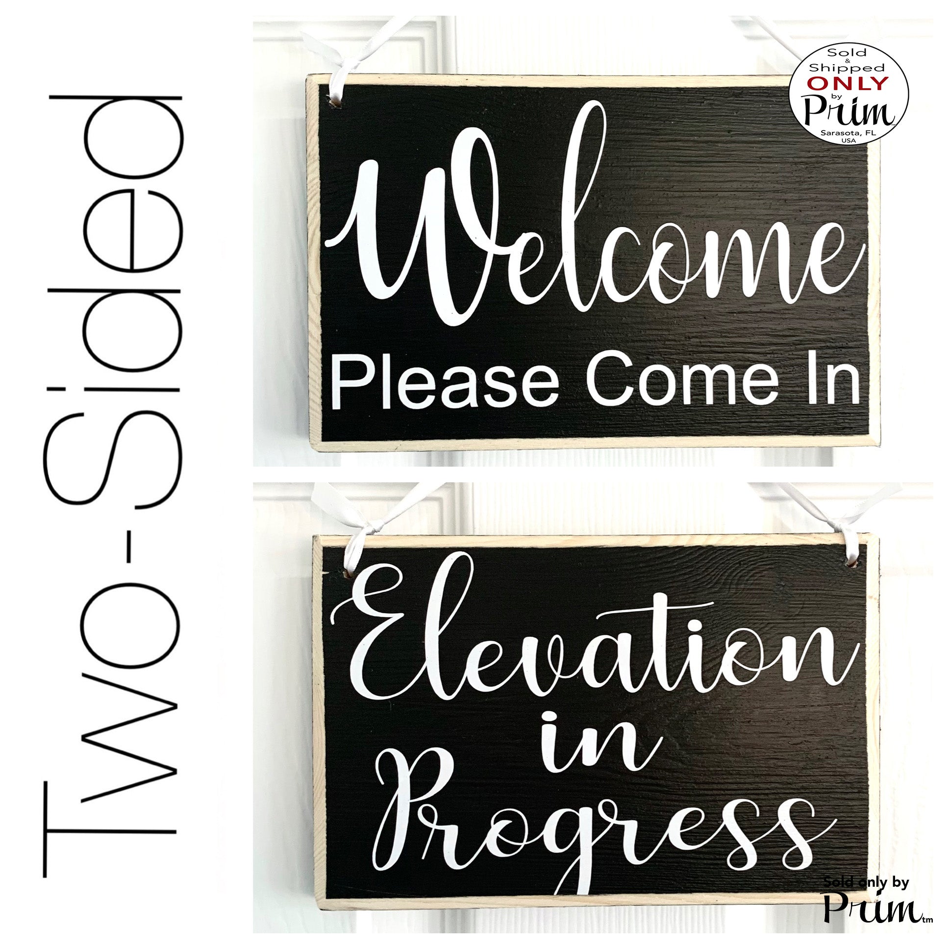 Designs by Prim 8x6 Elevation In Progress Welcome Session Do Not Disturb Spa Salon Two Sided Custom Wood Sign Welcome Home Office Door Hanger Plaque