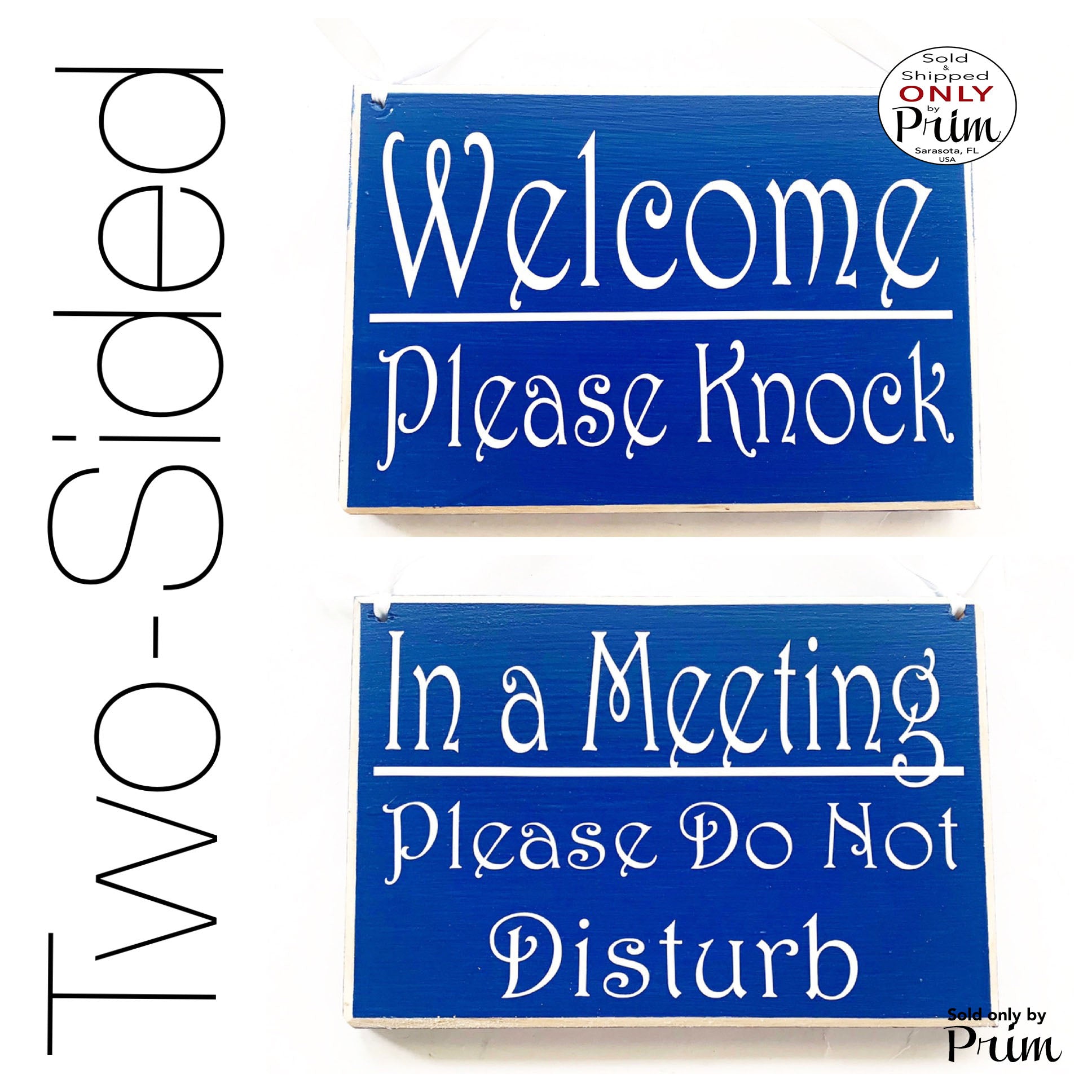 Two Sided 8x6 In a Meeting Please Do Not Disturb Welcome Please Knock Custom Wood Sign Open Closed Session Spa Salon Office Door Hanger
