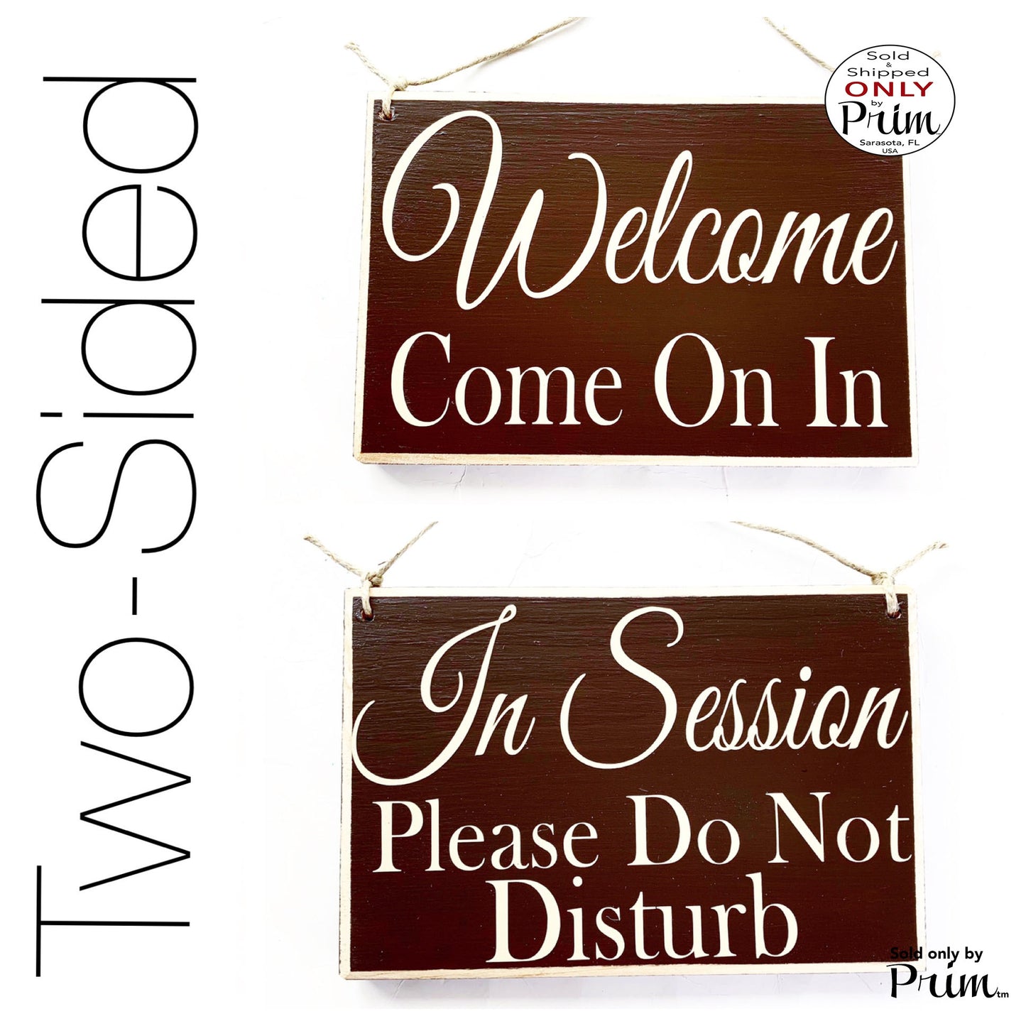 8x6 In Session Please Do Not Disturb Welcome Come on in Double Sided Custom Wood Sign Spa Salon Office In Progress Shhh Meeting Door Plaque