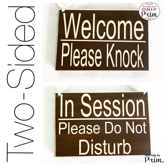 8x6 In Session Please Do Not Disturb Welcome Please Knock (Choose Color) Spa Salon Wood Open Closed Custom Sign Office Door Hanger