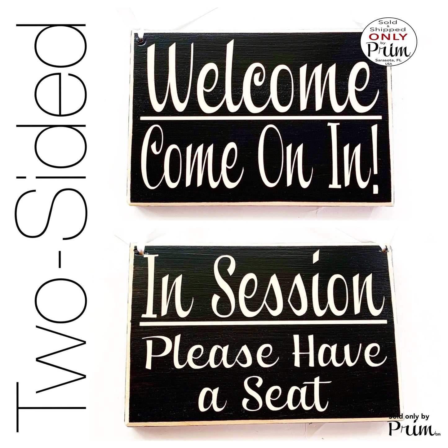 Two Sided 8x6 In Session Please Have a Seat Welcome Com In Custom Wood Sign Open Closed Please Do Not Disturb Spa Salon Office Door Hanger
