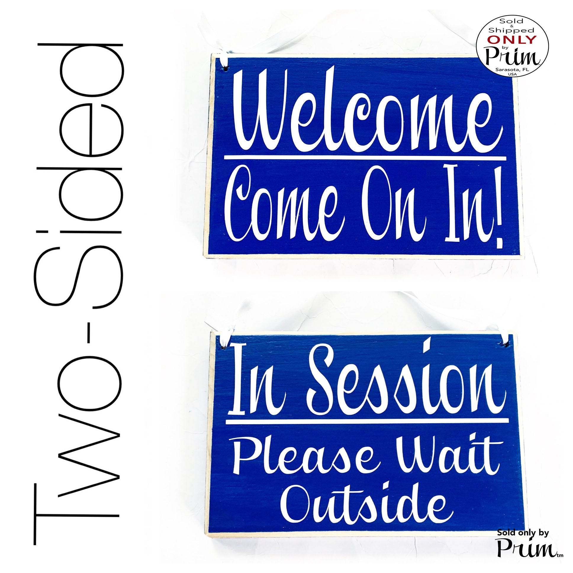 Designs by Prim Custom Wood Welcome Come On In In Session Please Wait Outside Meeting Waiting Room Sign 