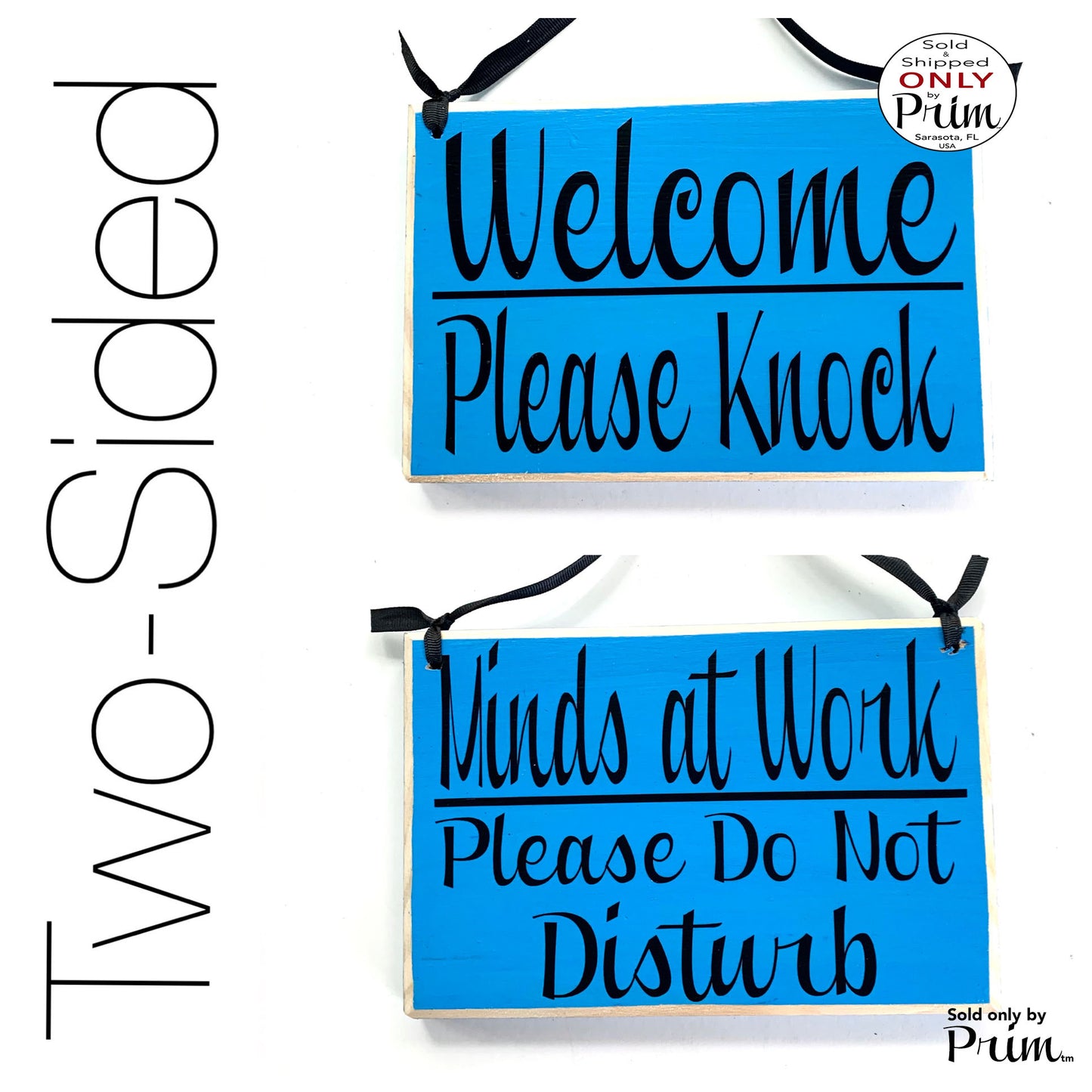 Two Sided 8x6 Welcome Please Knock Minds At Work Please Do Not Disturb Custom Wood Sign Session Busy Unavailable Meeting Office Door Hanger Designs by Prim
