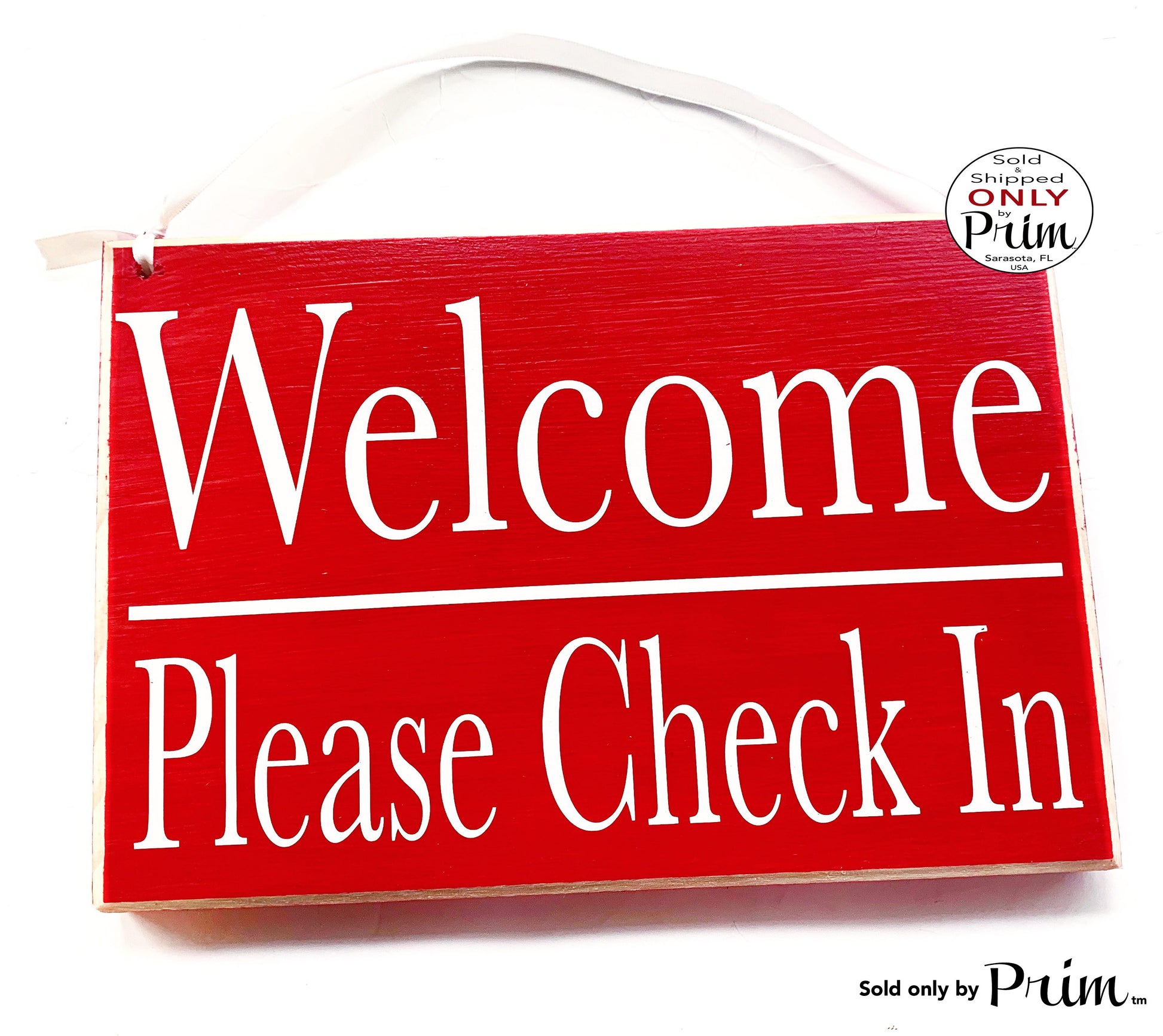 10x8 Welcome Please Check In Custom Wood Office Sign | Business Medical Salon Spa Service Counseling Welcome Appointment Open Door Plaque