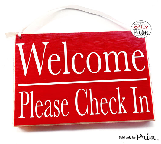 10x8 Welcome Please Check In Custom Wood Office Sign | Business Medical Salon Spa Service Counseling Welcome Appointment Open Door Plaque