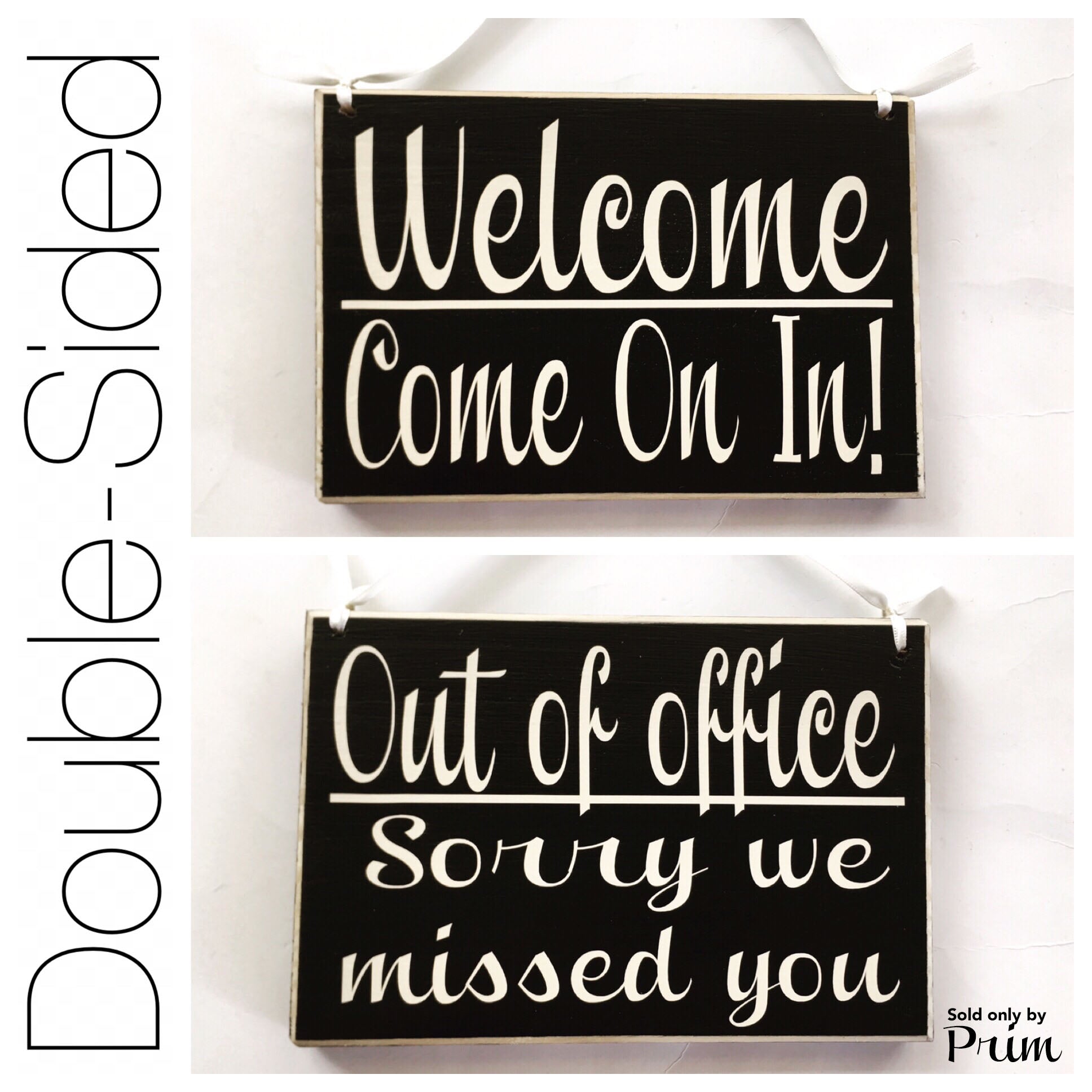 Two Sided 8x6 Out of Office Sorry We Missed You Welcome Come On In Custom Wood Sign Open Closed Spa Salon Office Door Hanger
