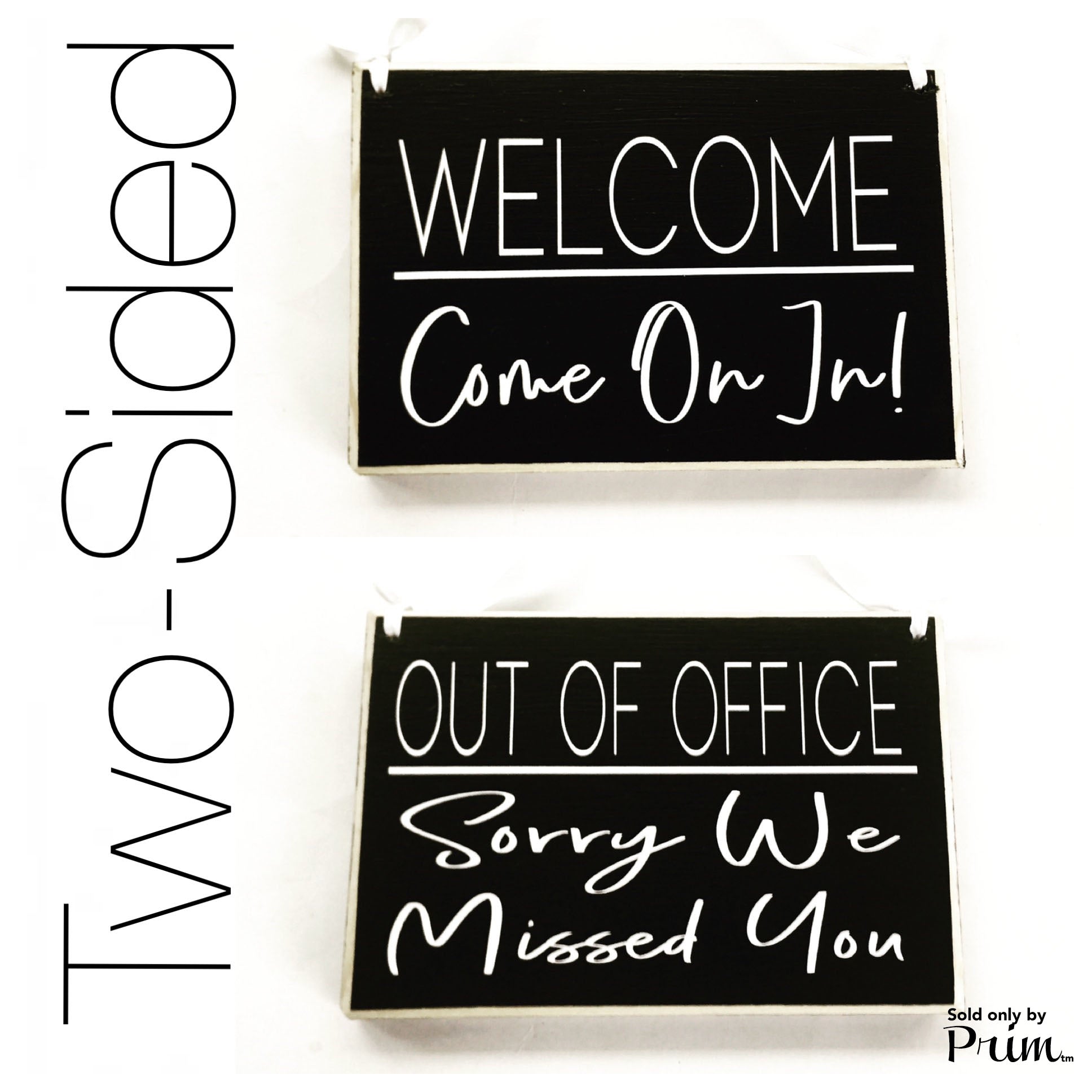 Two Sided 8x6 Out of Office Sorry We Missed You Welcome Come On In Custom Wood Sign Open Closed Spa Salon Office Door Hanger