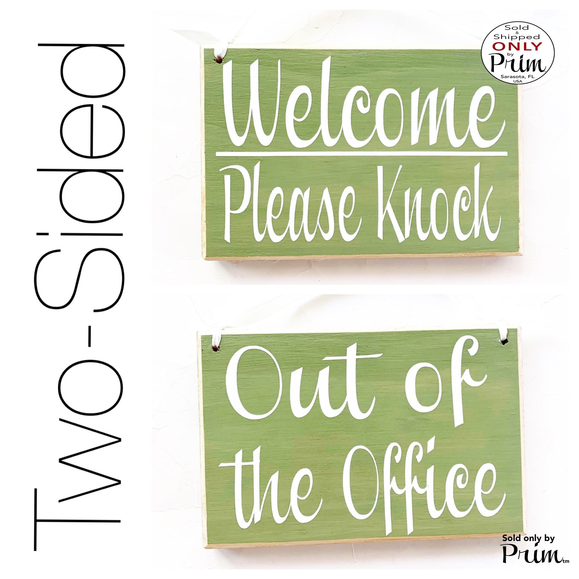 Two Sided 8x6 Out of Office Welcome Please Knock Custom Wood Sign | Open Closed Sorry We Missed You Be Back Shortly Office Door Plaque