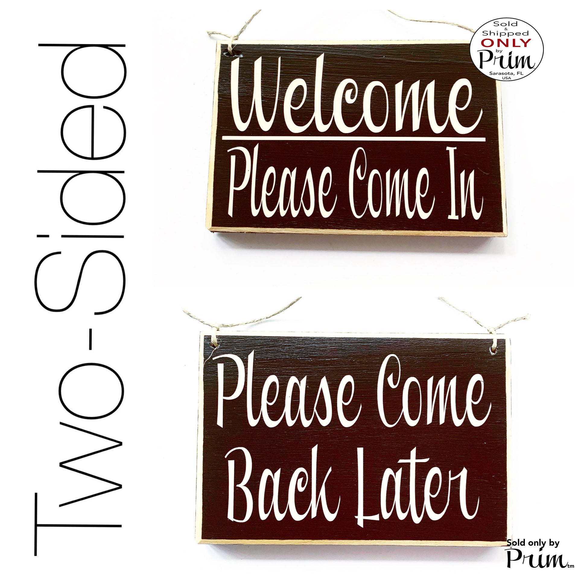 Two Sided 8x6 Welcome Please Come On In Come Back Later Custom Wood Sign In Session Do Not Disturb Knock Spa Salon Office Door Hanger Plaque Designs by Prim
