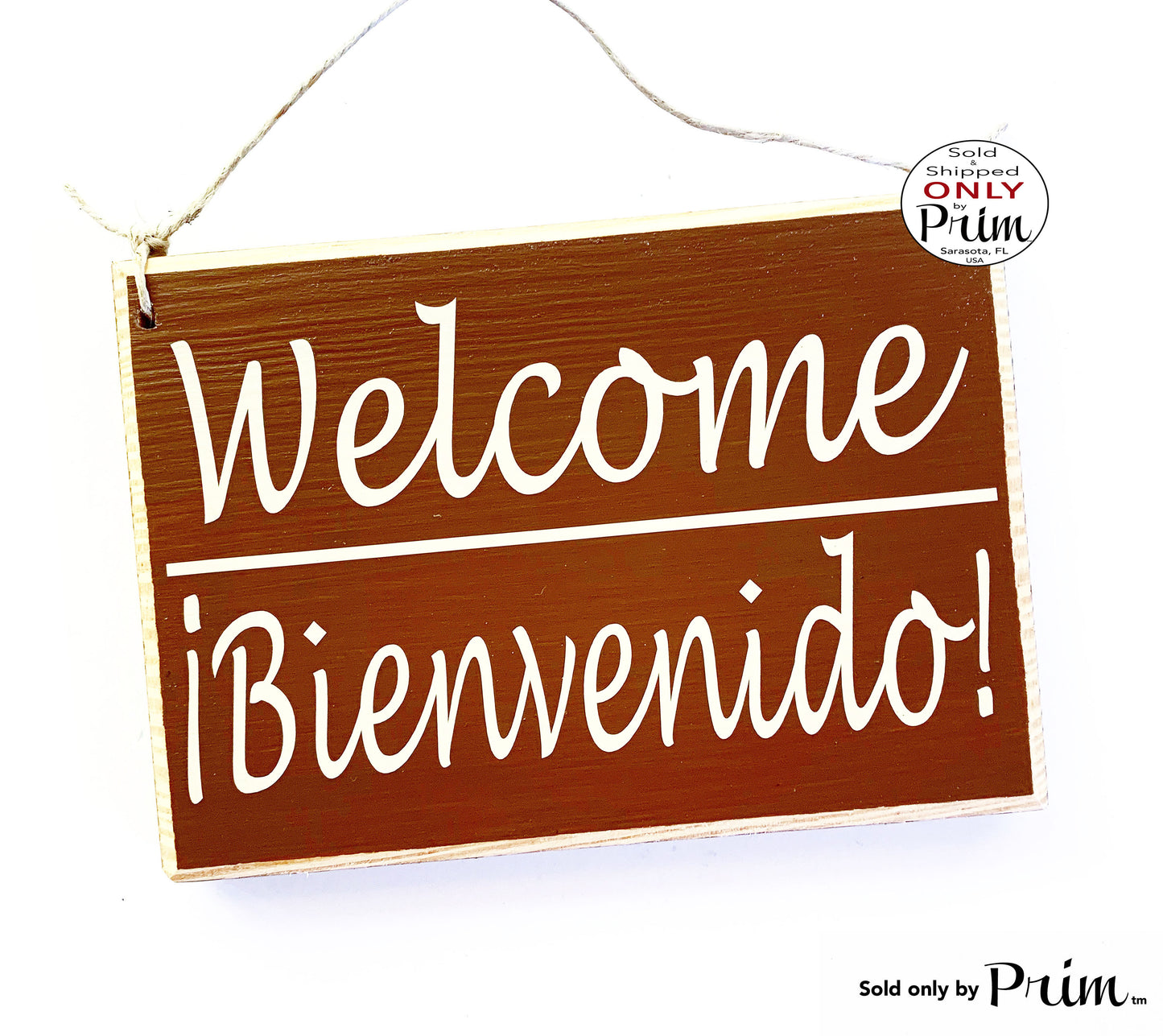8x6 Welcome Bienvenidos Custom Wood Sign Spanish English Abierto Abierta Cerrado Signo  español Bienvenidos Bi-lingual Office Door Hanger Designs by Prim