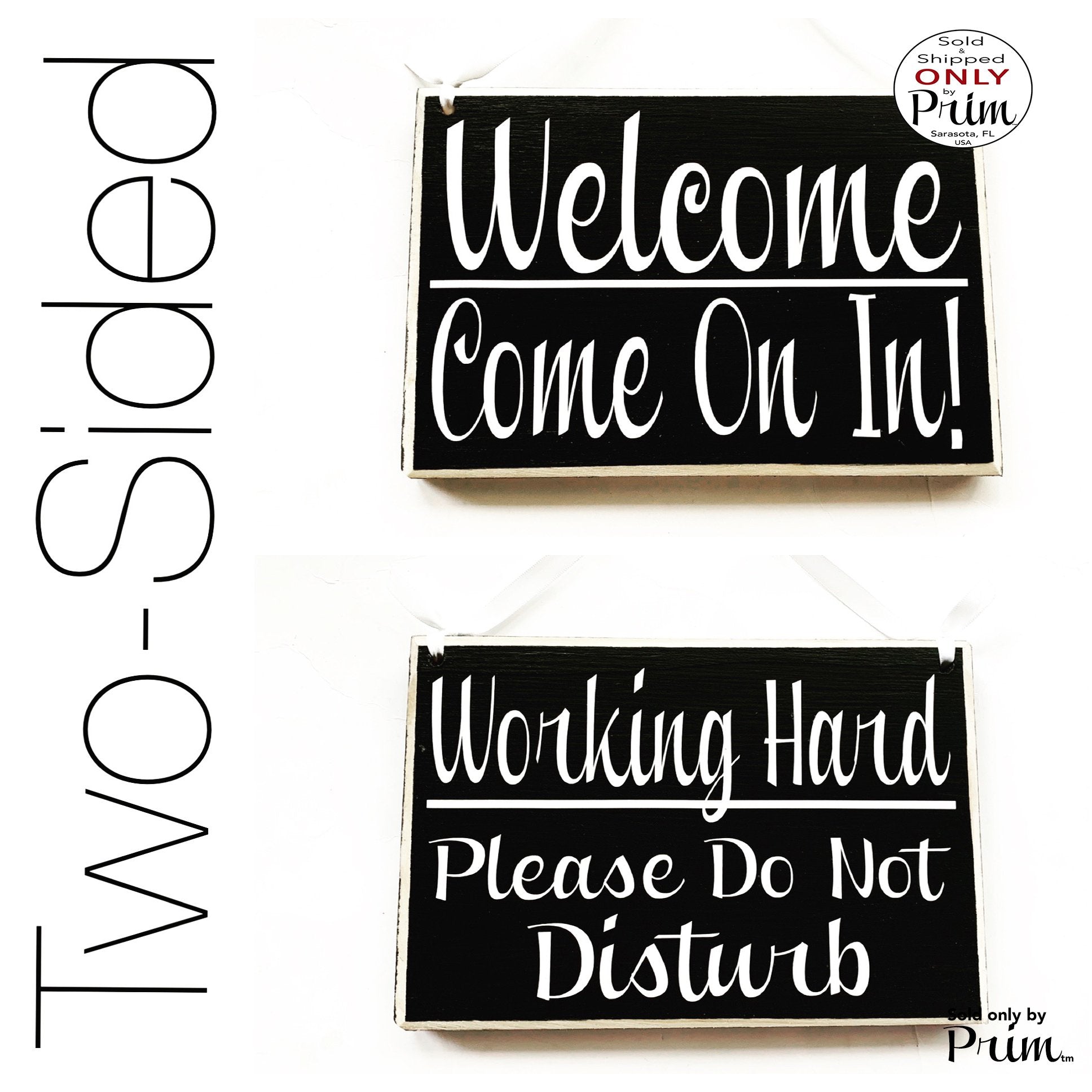 8x6 Welcome Come On In Working Hard Please Do Not Disturb Custom Wood Sign | Office Business In a Meeting in Progress Session Door Plaque 