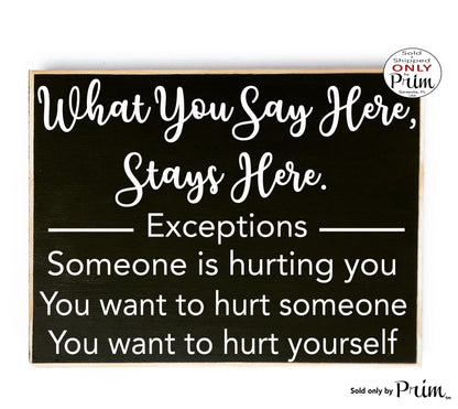 What You Say Here Stays Here 10x8 Custom Wood Sign Guidance Counselor Therapist School Meeting Office Confidential Welcome Door Plaque