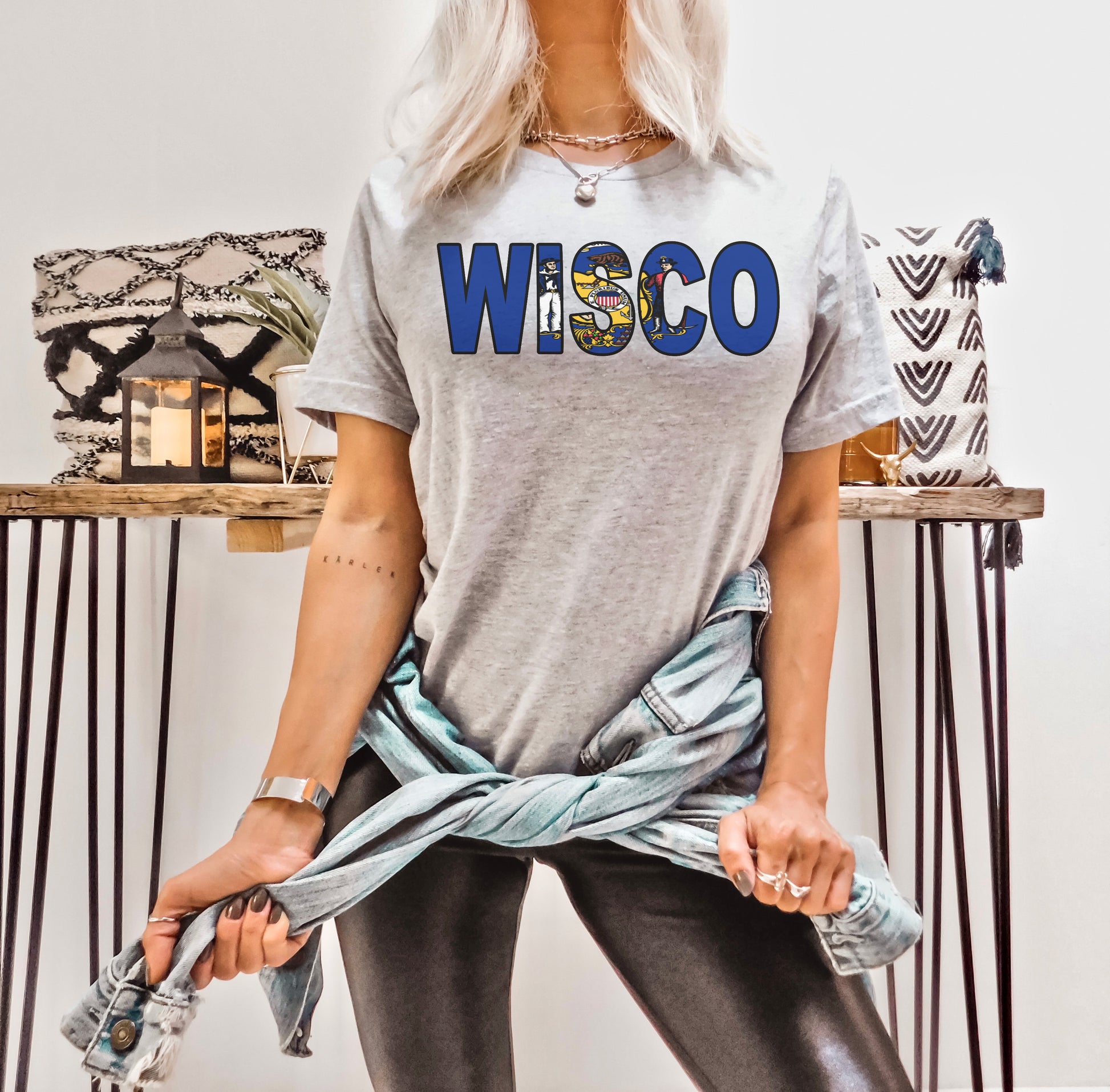 Designs by Prim Wisconsin Flag Unisex Soft Shirt | Wisco Flag State America&#39;s Dairyland Milwaukee Badgers Graphic Tee Top