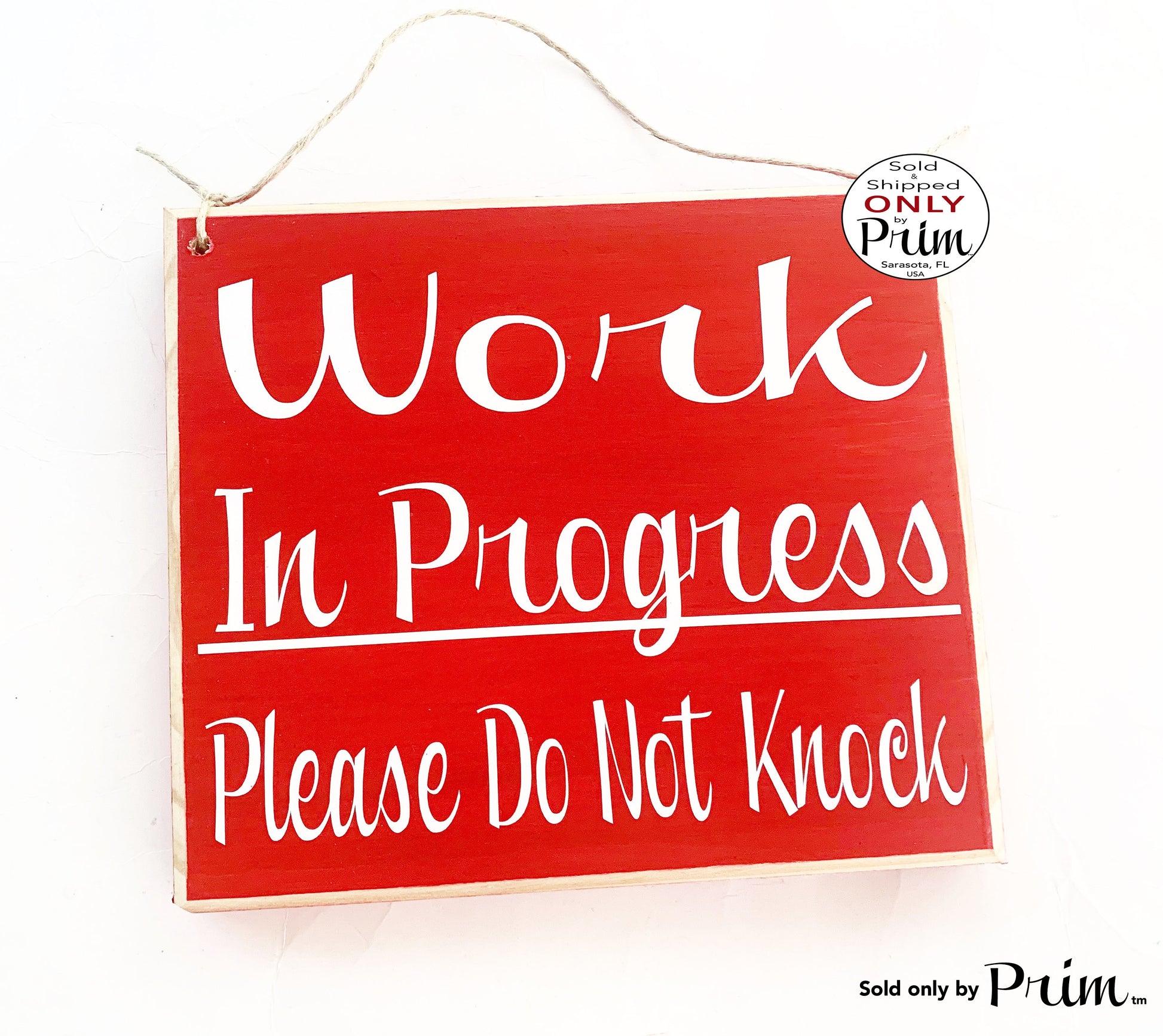 8x8 Work In Progress Please Do Not Knock Custom Wood Sign | In Session Meeting Do Not Disturb Office Business Do Not Enter Wall Door Plaque