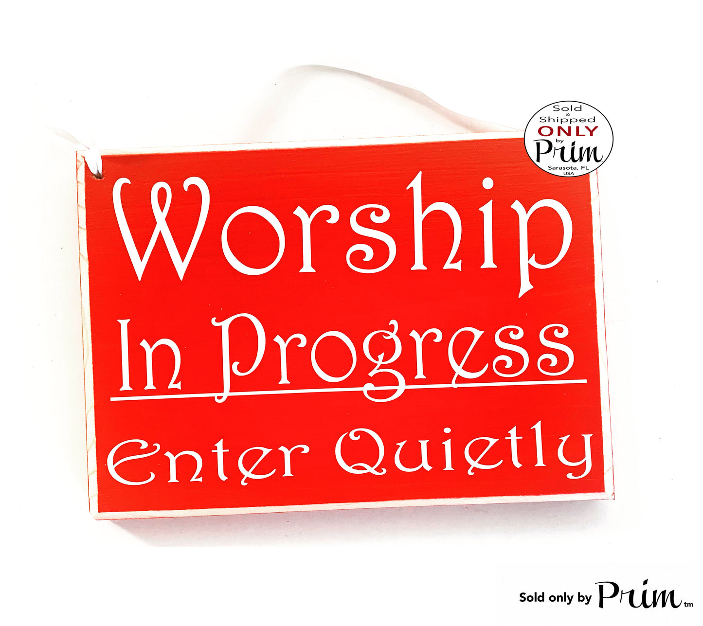 10x8 Worship In Progress Enter Quietly Custom Wood Sign | Talking with God | Prayer In Session Religious Please Do Not Disturb Door Plaque Designs by Prim