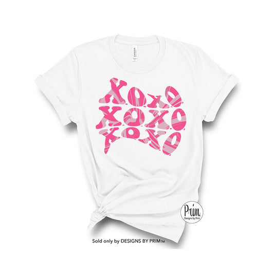 Designs by Prim XOXO Funky Soft Unisex T-Shirt | Hugs and Kisses Valentines Day All You Need Is Love Valentine's Top Hearts Lovers Hippie Groovy Top Tee