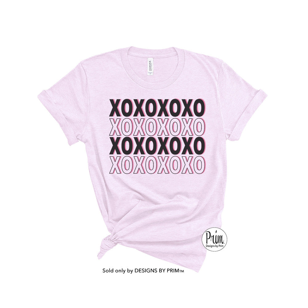 Designs by Prim XOXO Soft Unisex T-Shirt | Hugs and Kisses Valentines Day Share the Love All You Need Is Love Valentine&#39;s Tee Hearts Hippie Groovy Top