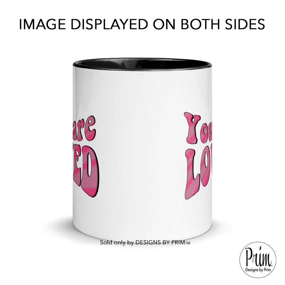 Designs by Prim You Are Loved Valentines Day 11 Ounce Ceramic Mug | XOXO All You Need Is Love Valentine's Hearts Lovers Hippie Groovy Tea Cup