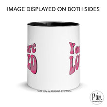 Load image into Gallery viewer, Designs by Prim You Are Loved Valentines Day 11 Ounce Ceramic Mug | XOXO All You Need Is Love Valentine&#39;s Hearts Lovers Hippie Groovy Tea Cup