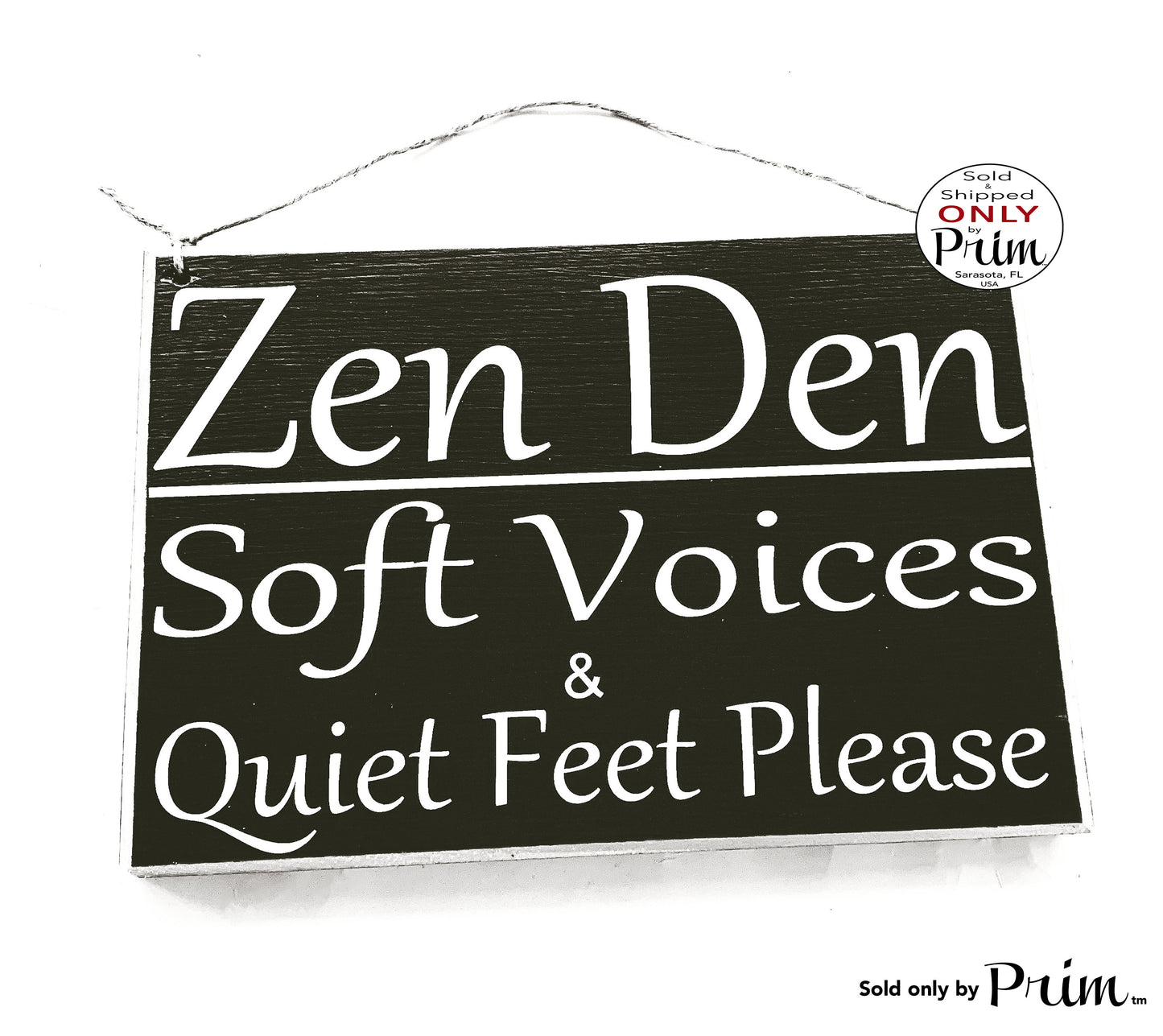 10x8 Zen Den Soft Voices and Quiet Feet Please Custom Wood Sign | In Session Progress Spa Salon Office Business Relaxation Wall Door Plaque