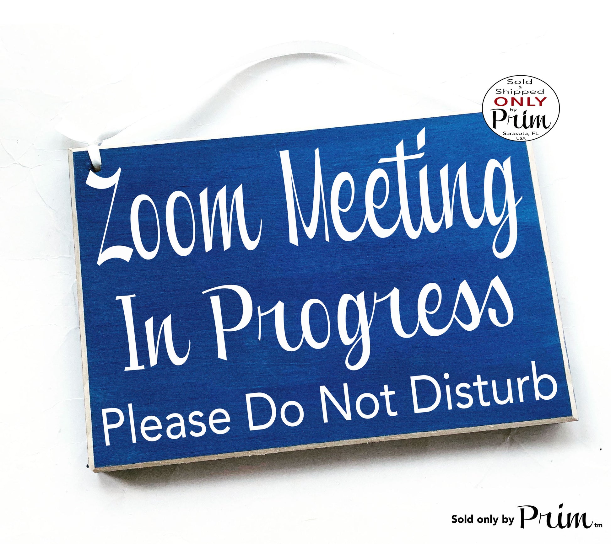 8x6 Zoom Meeting In Progress Please Do Not Disturb Custom Wood Sign | Home Office Working From Home Busy In Session Virtual Door Plaque Designs by Prim